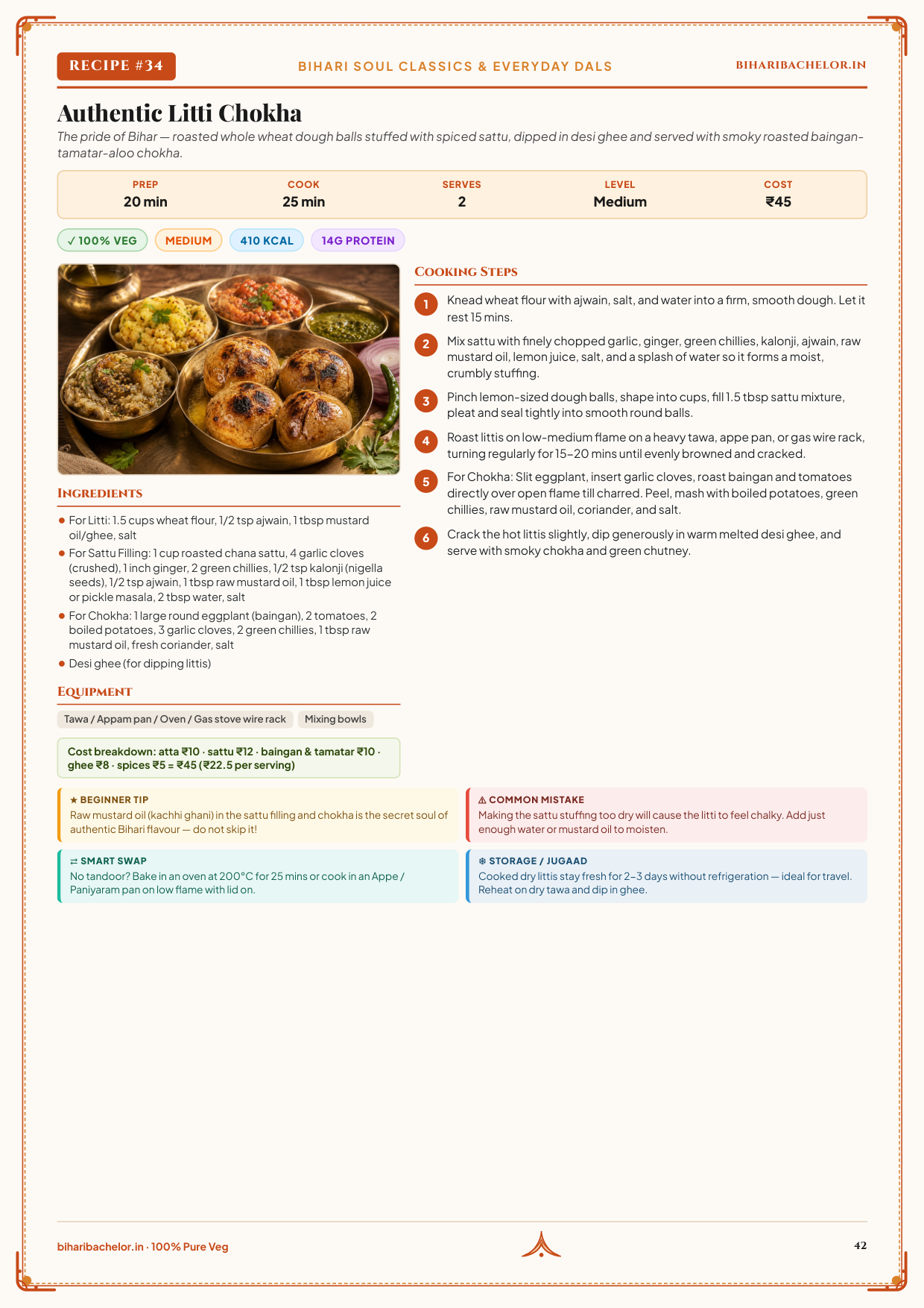 Sample Recipe Page - Authentic Litti Chokha